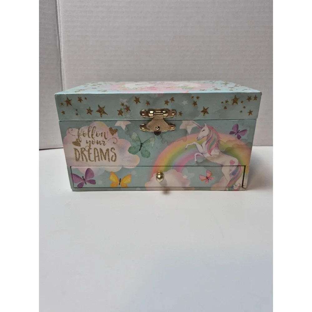 The Memory Building‎ Company Unicorn Music Jewelry Box Girl's Rainbow Working